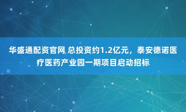 华盛通配资官网 总投资约1.2亿元，泰安德诺医疗医药产业园一期项目启动招标
