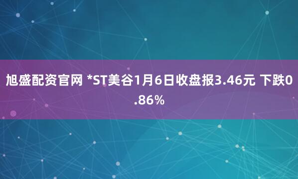 旭盛配资官网 *ST美谷1月6日收盘报3.46元 下跌0.86%