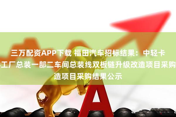三万配资APP下载 福田汽车招标结果:中轻卡全球中心工厂总装一部二车间总装线双板链升级改造项目采购结果公示